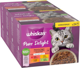 Produktbild von Whiskas Pure Delight Katzen Nassfutter Adult Stückchen in Gelee Multipack 48 x 85 g ohne Farb- und Aromastoffe sowie Konservierungsstoffe - 48 x 85 g