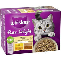 Produktbild von Whiskas Pure Delight Katzen Nassfutter Geflügel Stückchen in Gelee 48 x 85g ohne Farb- und Aromastoffe sowie Konservierungsstoffe - 48 x 85 g