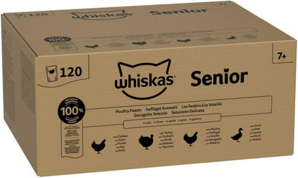 Whiskas Senior Katzennassfutter Geflügel Stückchen in Gelee 120 x 85 g - 120 x 85 g – Bild 1 von 2