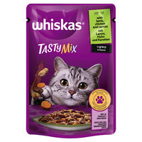 Produktbild von Whiskas Tasty Mix Katzen Nassfutter Stückchen in Sauce Lamm und Huhn für erwachsene Katzen 85 g - 28 x 85 g
