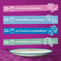 Produktbild von Whiskas Tasty Mix Katzennassfutter Fisch in Sauce für erwachsene Katzen 12 x 85 g - 48 x 85 g