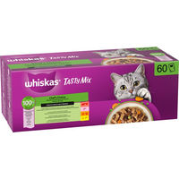 Produktbild von Whiskas Tasty Mix Nassfutter für erwachsene Katzen mit Fischstückchen in Sauce 60 x 85 g - 60 x 85 g