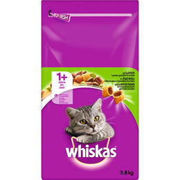 Produktbild von Whiskas Trockenfutter für erwachsene Katzen mit Lamm 3,8kg - 3,8 kg
