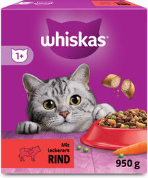 Produktbild von Whiskas Trockenfutter für erwachsene Katzen mit Rind 950 g - 950 g