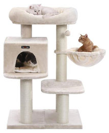 Whisker Kratzbaum mit 2 Ebenen verstellbar beige 70 x 60 x 112 cm – Bild 1 von 2