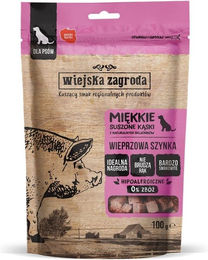 Produktbild von WIEJSKA ZAGRODA Belohnungssnack Schweineschinken-Stückchen für Hunde getreidefrei und hypoallergen 100 g