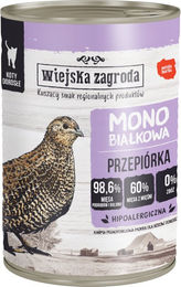 Produktbild von Wiejska Zagroda Cat Monoprotein Katzenfutter Wachtel 12 x 400 g Dose mit hohem Fleischanteil - 12 x 400 g