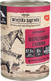 Produktbild von WIEJSKA ZAGRODA Hund Nassfutter Schwein und Pferd Stückchen in Sauce getreidefrei glutenfrei Adult 400 g