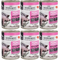 Produktbild von WIEJSKA ZAGRODA Hund Nassfutter Schweinefleisch Monoprotein für adulte Hunde Stückchen in Sauce 6x400 g getreidefrei und glutenfrei
