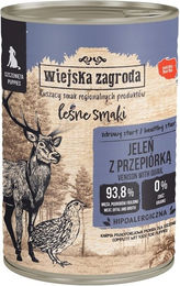 Produktbild von WIEJSKA ZAGRODA Hund Nassfutter Welpe Hirsch mit Wachtel Stückchen in Sauce getreidefrei glutenfrei 400 g