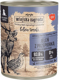 Produktbild von WIEJSKA ZAGRODA Hund Nassfutter Welpe Hirsch mit Wachtel Stückchen in Sauce getreidefrei glutenfrei 800 g