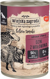 Wiejska Zagroda Hund Nassfutter Wildschwein mit Rind Stückchen in Sauce getreidefrei hoher Fleischanteil 12 x 400 g - 12 x 400 g – Bild 1 von 2