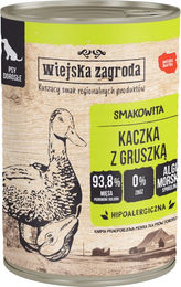 Produktbild von Wiejska Zagroda Hundefutter Ente mit Birne Stückchen in Sauce getreidefrei 12 x 400 g - 12 x 400 g