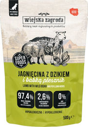 Produktbild von Wiejska Zagroda Hundefutter Lamm mit Wildschwein Stückchen in Sauce Adult Getreidefrei und Glutenfrei 500 g