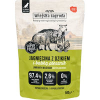 Produktbild von Wiejska Zagroda Hundefutter Lamm mit Wildschwein Stückchen in Sauce Adult Getreidefrei und Glutenfrei 500 g