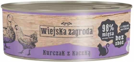 Produktbild von WIEJSKA ZAGRODA Katzen Nassfutter Adult Huhn mit Ente Stückchen in Sauce getreidefrei 85 g Dose