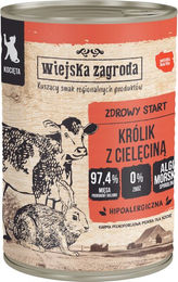 Produktbild von Wiejska Zagroda Katzenfutter Kitten Kaninchen mit Kalbfleisch getreidefrei 12 x 400 g - 6 x 400 g