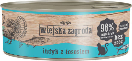 Produktbild von WIEJSKA ZAGRODA Katzennassfutter Adult Truthahn mit Lachs getreidefrei und glutenfrei 85 g