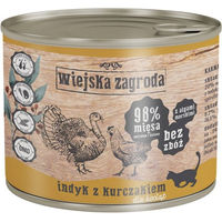 Produktbild von WIEJSKA ZAGRODA Kitten Nassfutter Truthahn und Huhn Stückchen in Sauce, getreidefrei, 200 g Dose