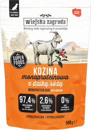 Produktbild von Wiejska Zagroda Monoprotein Adult Hundefutter Ziege und Lachs getreidefrei und glutenfrei 500 g