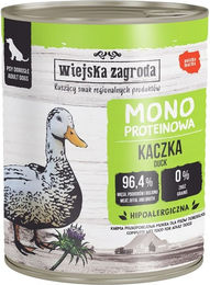 Produktbild von WIEJSKA ZAGRODA Nassfutter Ente Monoprotein Stückchen in Sauce für adulte Hunde getreidefrei glutenfrei 800 g