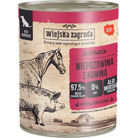 Produktbild von WIEJSKA ZAGRODA Nassfutter für adulte Hunde mit Schweine- und Pferdefleisch in Sauce getreidefrei 800 g