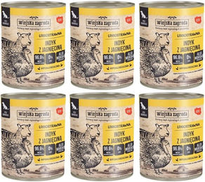 WIEJSKA ZAGRODA Nassfutter für adulte Hunde Pute mit Lamm Stückchen in Sauce getreidefrei und glutenfrei 6x800 g – Bild 1 von 1