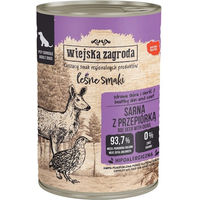 Produktbild von WIEJSKA ZAGRODA Nassfutter für adulte Hunde Reh mit Wachtel Stückchen in Sauce getreidefrei und glutenfrei 400 g