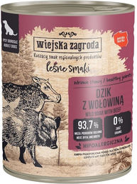 Produktbild von WIEJSKA ZAGRODA Nassfutter für adulte Hunde Wildschwein mit Rind Stückchen in Sauce getreidefrei glutenfrei 800 g