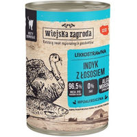 Produktbild von WIEJSKA ZAGRODA Nassfutter für adulte Katzen mit Pute und Lachs Stückchen in Sauce getreidefrei und glutenfrei 400 g