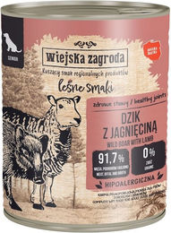 Produktbild von WIEJSKA ZAGRODA Nassfutter für Senior Hunde Wildschwein mit Lamm Stückchen in Sauce getreidefrei 800 g