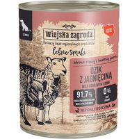 Produktbild von WIEJSKA ZAGRODA Nassfutter für Senior Hunde Wildschwein mit Lamm Stückchen in Sauce getreidefrei 800 g