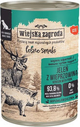 Produktbild von WIEJSKA ZAGRODA Nassfutter Hirsch mit Schweinefleisch für adulte Hunde getreidefrei und glutenfrei 400 g