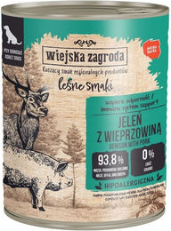 Produktbild von WIEJSKA ZAGRODA Nassfutter Hirsch mit Schweinefleisch für adulte Hunde getreidefrei und glutenfrei 800 g