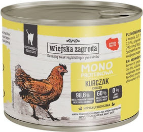 Produktbild von WIEJSKA ZAGRODA Nassfutter Huhn Monoprotein für adulte Katzen getreidefrei und glutenfrei 200 g