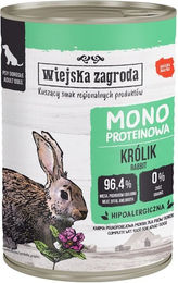 Produktbild von WIEJSKA ZAGRODA Nassfutter Kaninchen Monoprotein für adulte Hunde getreidefrei glutenfrei 400 g