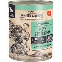 Produktbild von WIEJSKA ZAGRODA Nassfutter Pute mit Kaninchen Stückchen in Sauce für adulte Hunde getreidefrei und glutenfrei 800 g