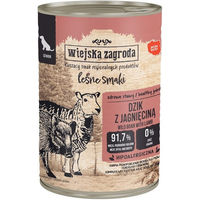Produktbild von WIEJSKA ZAGRODA Nassfutter Wildschwein mit Lamm für Senior Hunde getreidefrei und glutenfrei mit hohem Fleischanteil 400 g