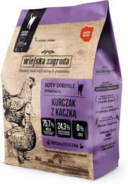 Produktbild von WIEJSKA ZAGRODA Trockenfutter Huhn und Ente für adulte Katzen getreidefrei 400 g