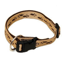 Produktbild von Wienerlock Hundehalsband aus Nylon in Beige mit braunen Pfötchen wasserabweisend 25-35cm