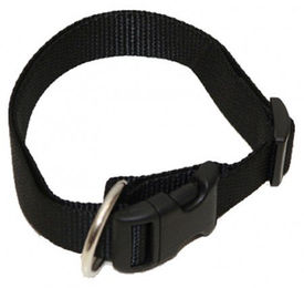 Wienerlock Hundehalsband aus Soft Nylon in Schwarz 25-35cm mit Zugentlastung – Bild 1 von 2