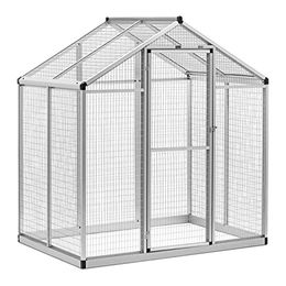 Wiesenfield Außenvoliere aus Aluminium für Vögel und Kaninchen 122 x 178 x 195 cm Silber – Bild 1 von 4
