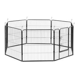 Wiesenfield Welpenlaufstall aus Metall mit 8 modularen Segmenten und Tür für drinnen und draußen Schwarz – Bild 1 von 5