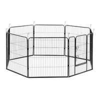 Produktbild von Wiesenfield Welpenlaufstall aus Metall mit 8 modularen Segmenten und Tür für drinnen und draußen Schwarz