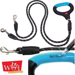 Wigzi DOGGO Doppelleine für Hunde mit Gel-Handgriffen aus Nylon in Schwarz Medium - 1 Stk. – Bild 1 von 10
