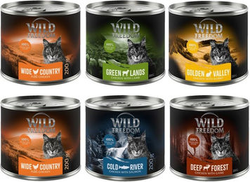 Produktbild von Wild Freedom Hundefutter Adult Mixpaket 1 getreidefrei 6 x 200 g mit Huhn, Lachs, Lamm, Kaninchen und Wild - 6 x 200 g