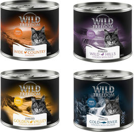 Wild Freedom Katzenfutter Adult Sterilised Mixpaket Getreidefrei 6 x 200 g mit Huhn Lachs Kaninchen und Ente – Bild 1 von 1