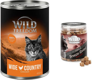 Wild Freedom Kombi-Paket Adult Nassfutter und RAW für Katzen Getreidefrei Mixpaket mit Huhn, Seelachs, Kaninchen, Ente und Hühnerherzen 24 x 400 g und 3 x 45 g - 6 x 400 g – Bild 1 von 1