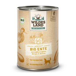 Wildes Land BIO Hundefutter Adult Ente mit Stückchen in Sauce 6 x 400 g - 6 x 400 g – Bild 1 von 2