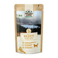 Produktbild von Wildes Land BIO Hundefutter Adult Ente mit Süßkartoffel und Birne Stückchen in Sauce 10 x 125 g - 10 x 125 g